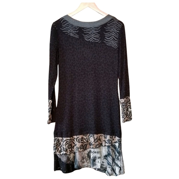 NWT Lisa campione sweater dress with mixed pattern - Picture 2 of 2